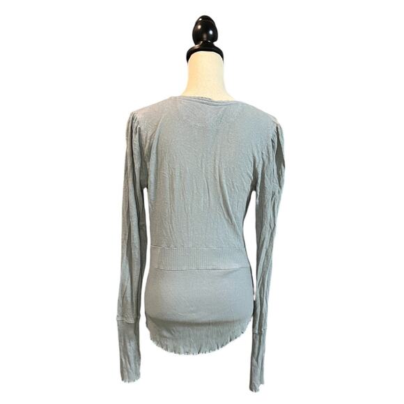 NWT We The Free Wynona Tee Women's Size Large Blue Deep V-Neck LS by Free People - Picture 5 of 9